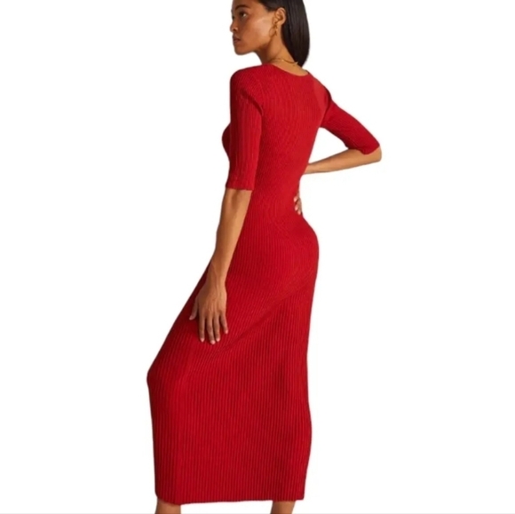Anthropologie Favorite Daughter Crush Cutout Red Ribbed Cashmere Dress size XL - Picture 6 of 6